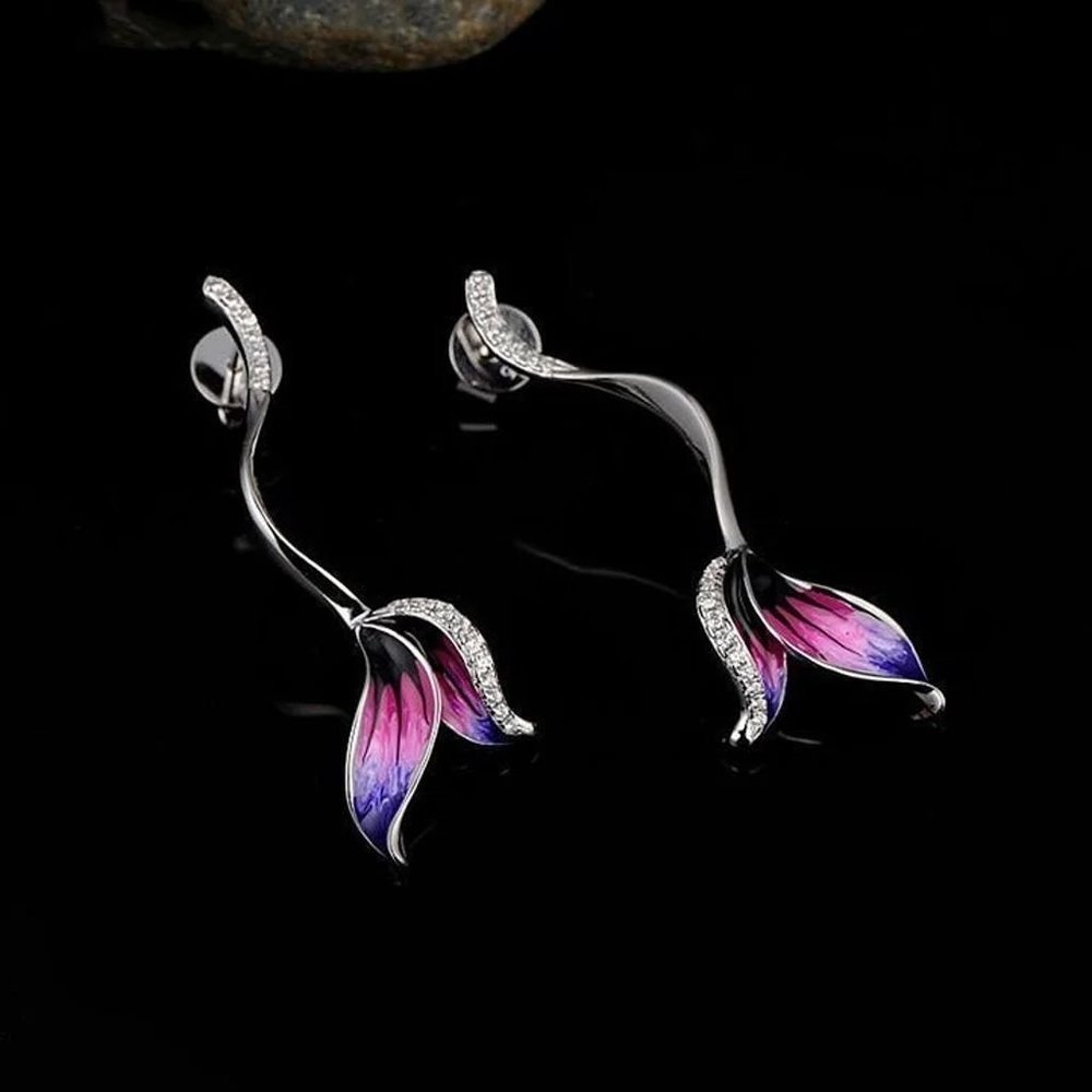 Bohemia Jewelry 2 Style Purple Elegant Ear Stud Earrings, MLNN1158